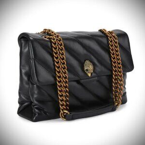 KURT GEIGER LONDON Boho Genuine Sift Black Leather Large Bag